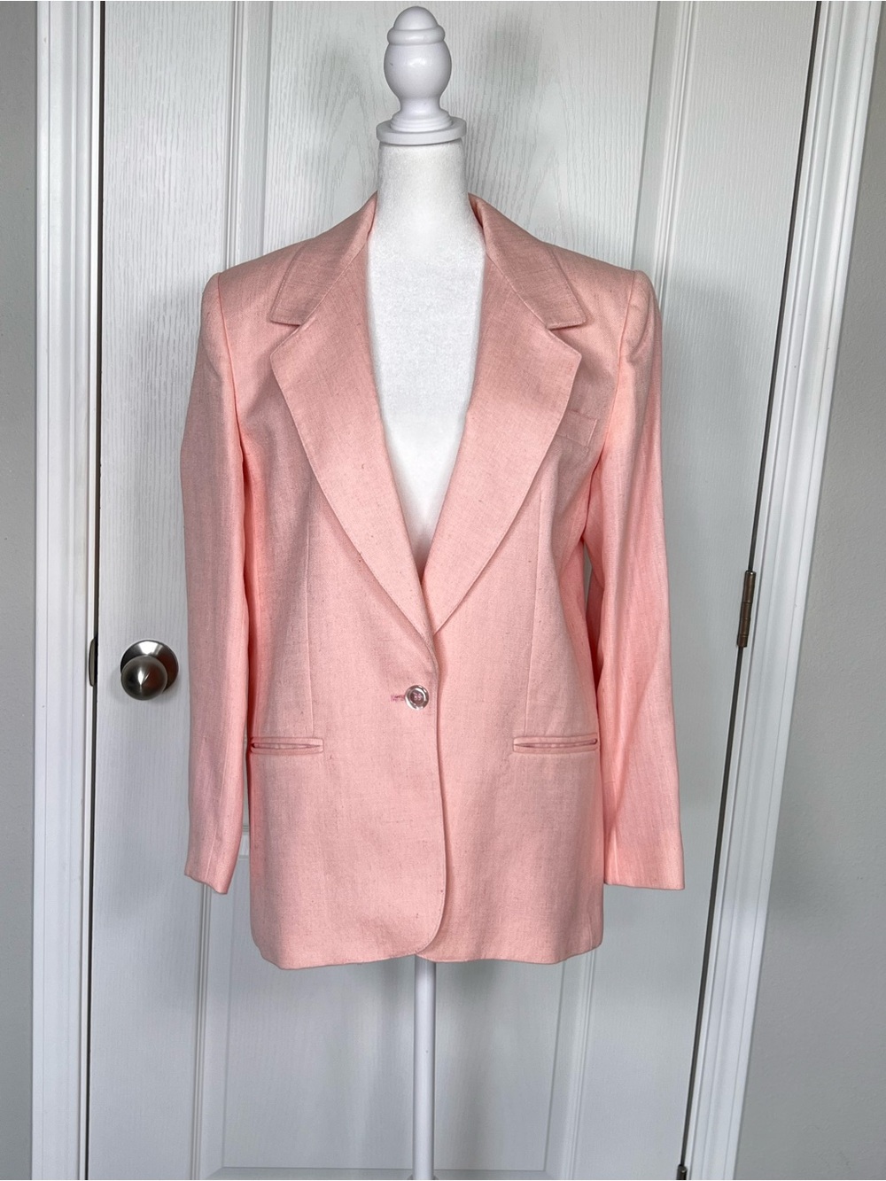 Vintage Giorgio Sant Angelo Linen Women's Blazer Jacket Soft Pink Rare Size  8